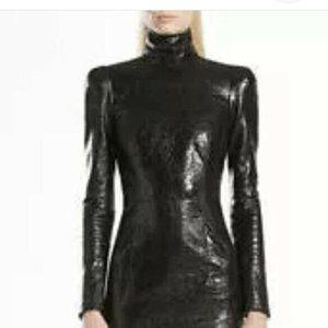 SZ 38 Gucci Crackled Patent Leather High Neck RUNWAY Dress NWT Made Italy $3500